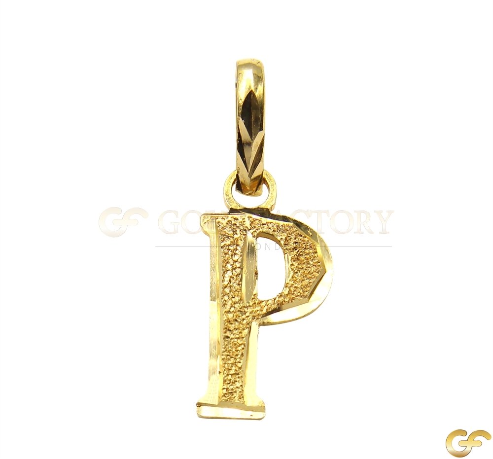 Cut-Out Design 'P' Initial Pendant with Sandblast Finish